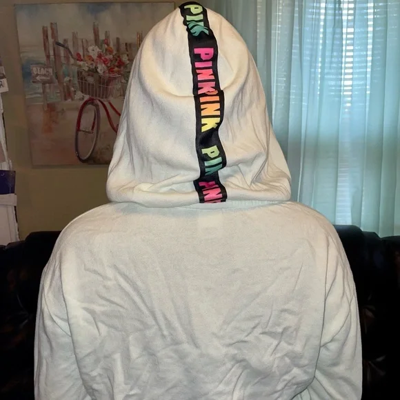 PINK Victoria’s Secret light teal blue/green zip up hoodie sweatshirt size small - Picture 13 of 16